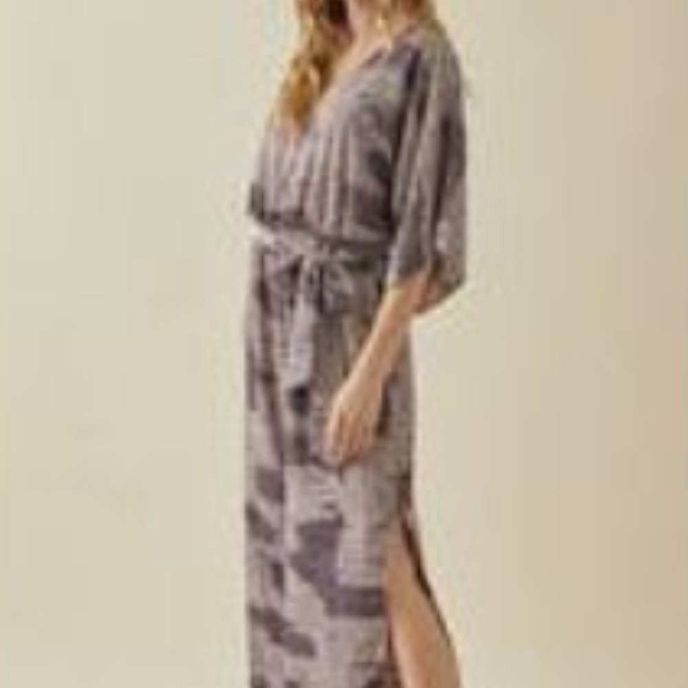 Quarter Sleeve Printed Romper with Tie